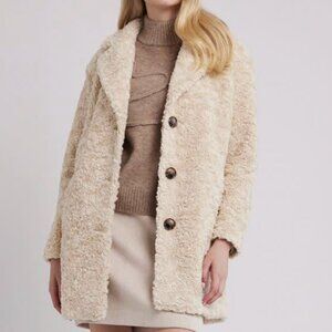 Relaxed-Fit Three-Button Teddy Coat RW CO